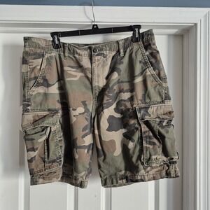 Old Navy Cargo Shorts Mens 40 Green Camo Broken In Utility 10"